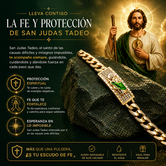 Pulsera Placa San Judas  Bañada en Oro (Promoción 2x1) - Fe y protección siempre contigo