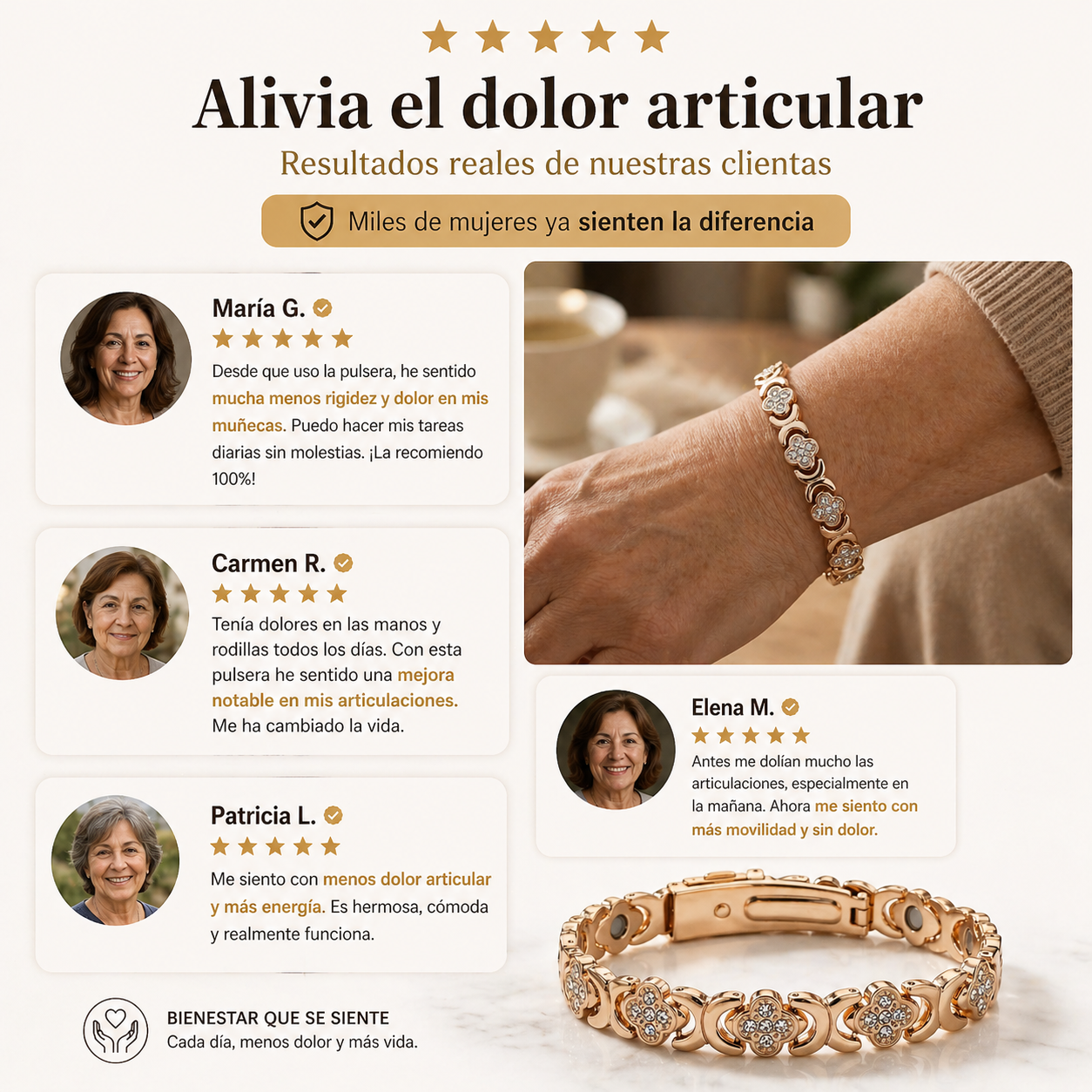 Pulsera magnética de cobre diseño trebol de la suerte (Promoción 2x1) - Alivia tu dolor articular