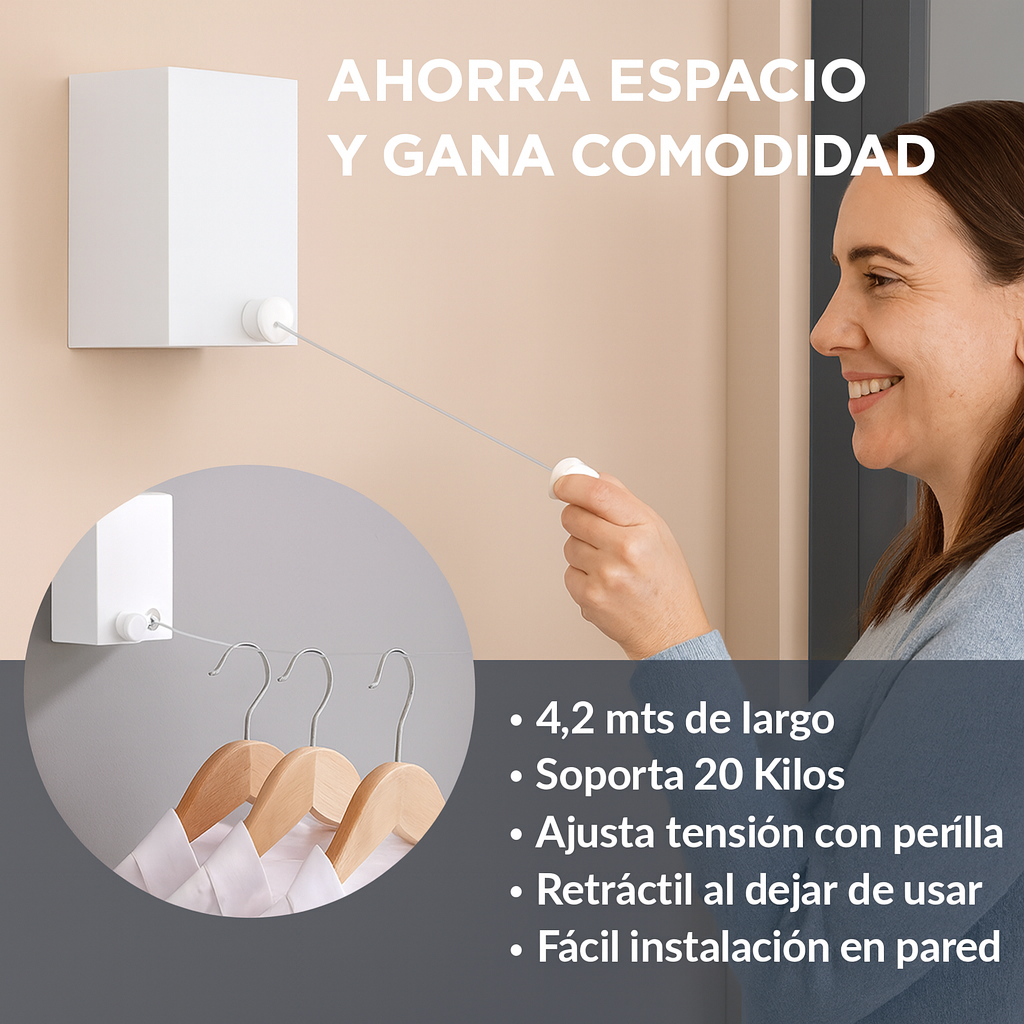 🧺 Tendedero Retráctil Extensible – Ahorra Espacio y Gana Comodidad