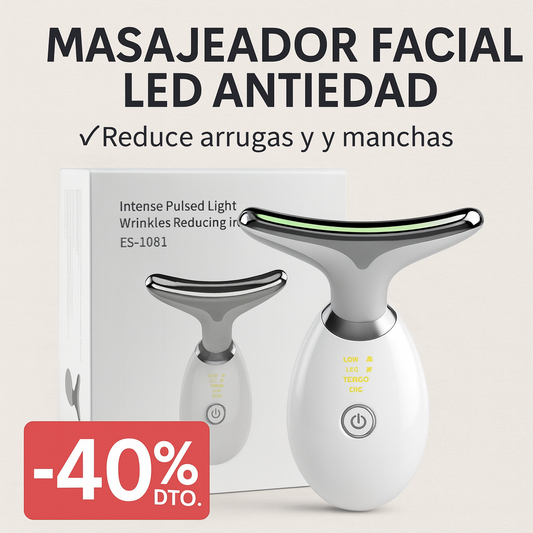 💎 Masajeador Facial LED Antiedad — Rejuvenece tu piel y reduce papada desde casa