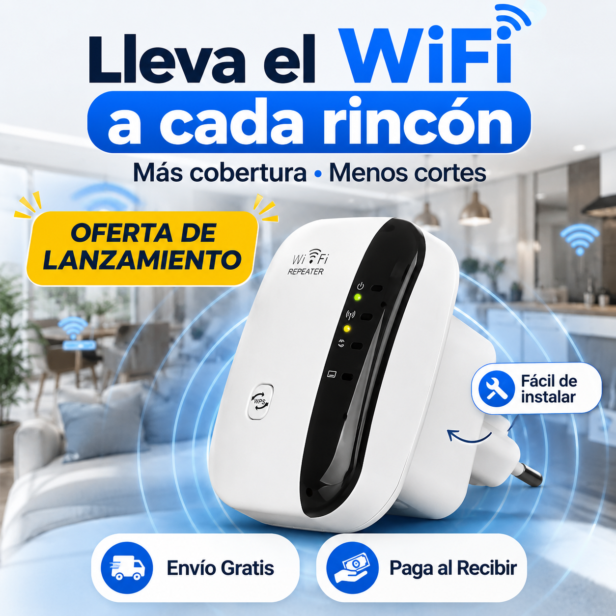 WiFiMax Extender™ | Repetidor de Señal WiFi para Todo tu Hogar – 40% OFF