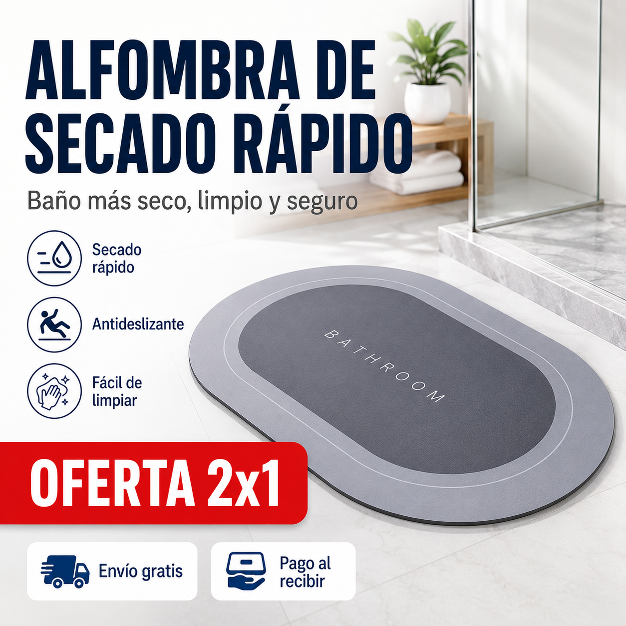 Alfombra Absorbente Premium de Secado Rápido - No más pisos mojados