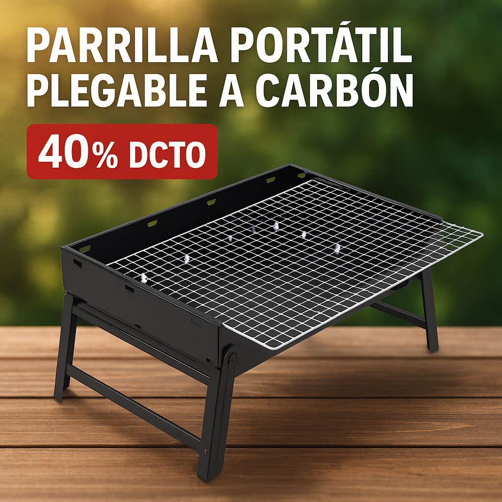 🔥 Parrilla Portátil Plegable a Carbón – Tu Asado en Cualquier Lugar
