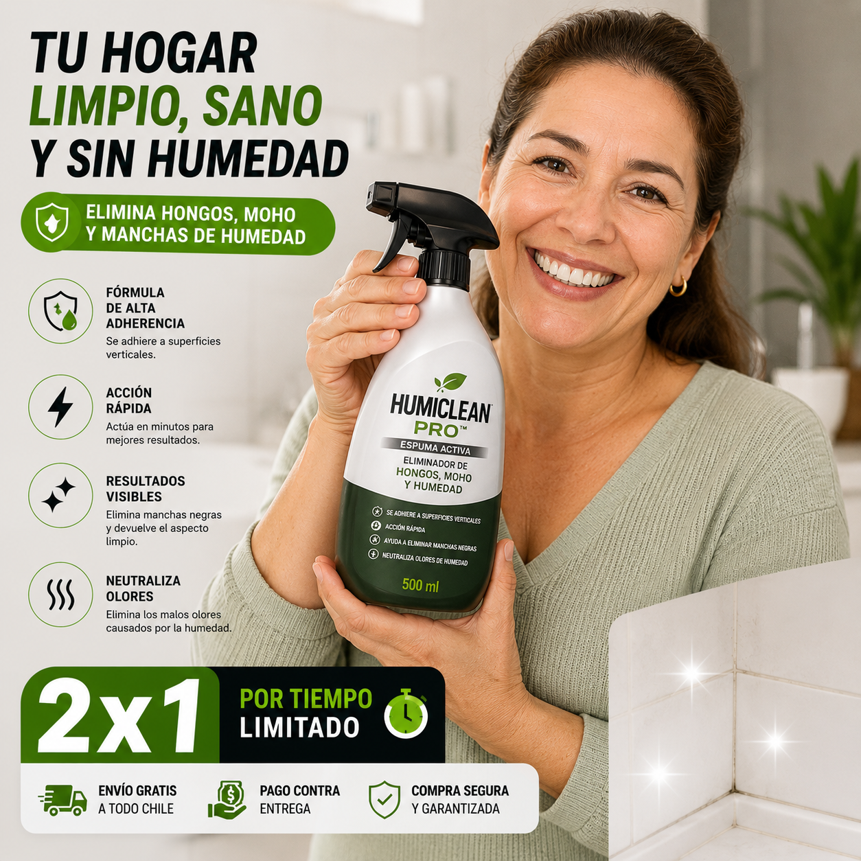HumiClean Pro™ (Promoción 2x1) - Elimina Manchas Negras de Humedad en Minutos