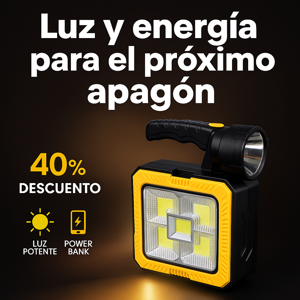 🔦 Linterna Solar Multifuncional – Luz, energía y herramientas en un solo equipo