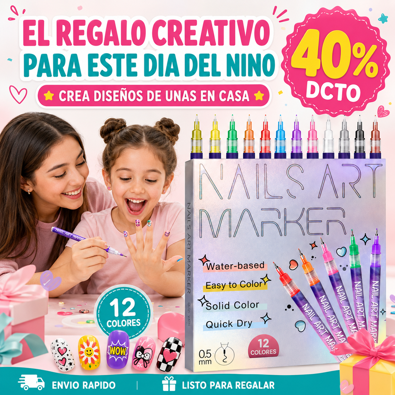 Set 12 Marcadores para Uñas - Deja volar su creatividad