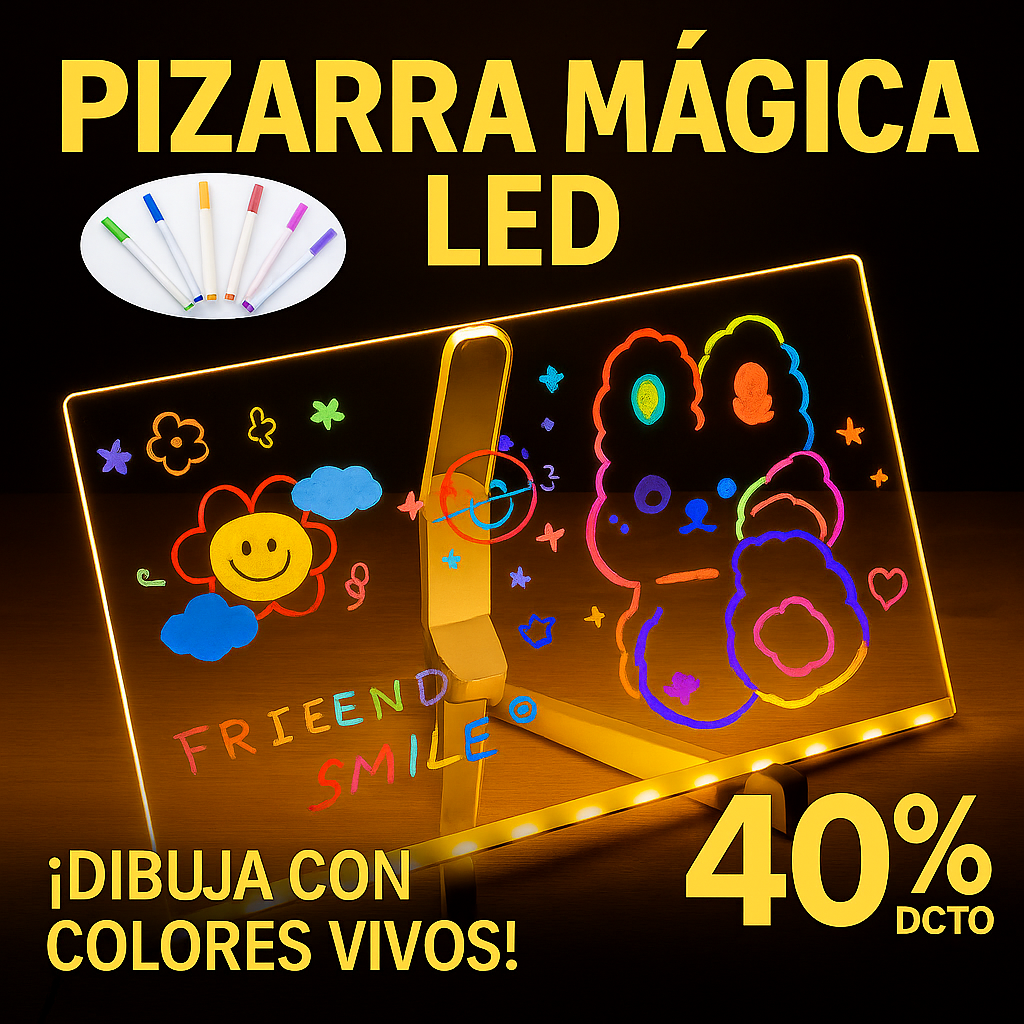 ✨ Pizarra LED Acrílica Luminosa con Plumones de Colores ✨