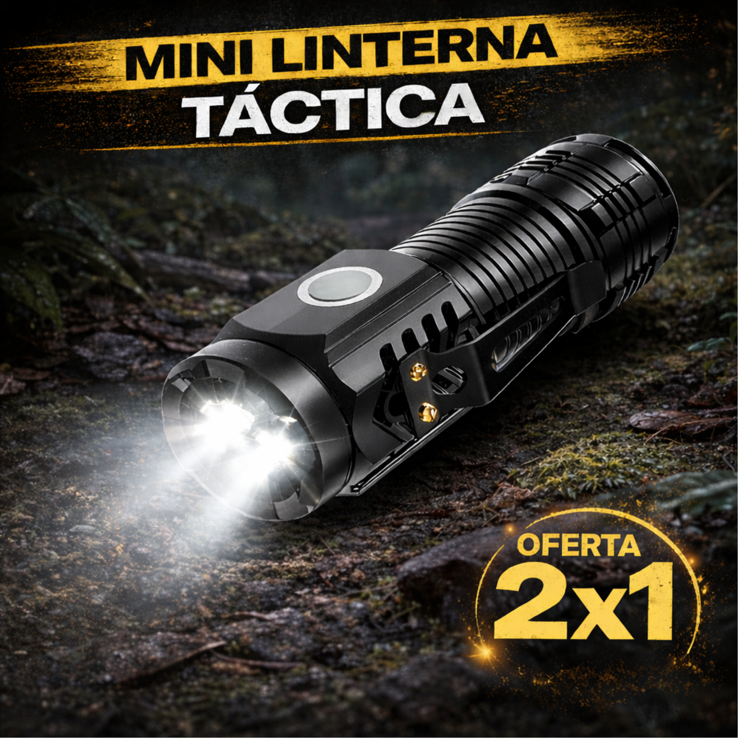 Mini linterna táctica 2x1 – Potencia extrema que cabe en tu bolsillo