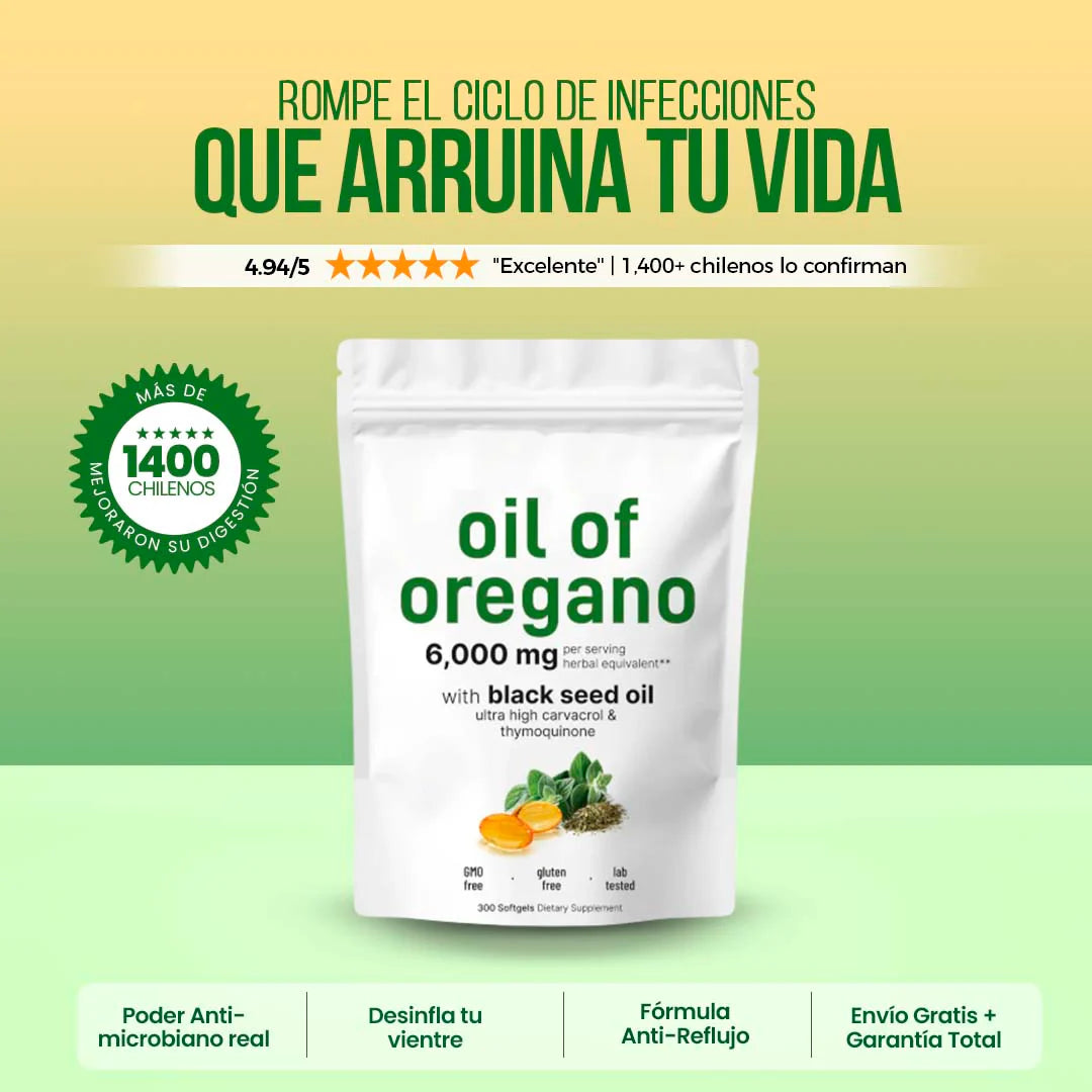 🌿 Aceite De Orégano 6000 Mg 60 capsulas - Bienestar General Natural