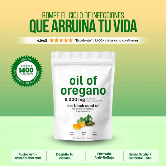 🌿 Aceite De Orégano 6000 Mg 60 capsulas - Bienestar General Natural