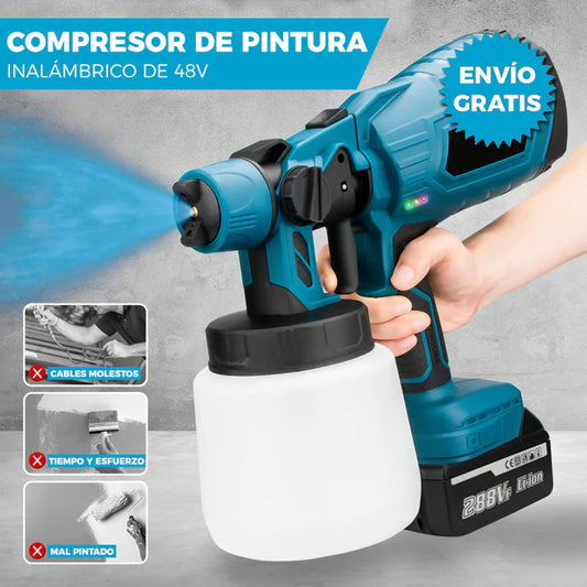 🌟 COMPRESOR INALÁMBRICO DE PINTURA 48V - 2 BATERÍAS – ¡PINTA COMO UN PROFESIONAL! 🎨⚡