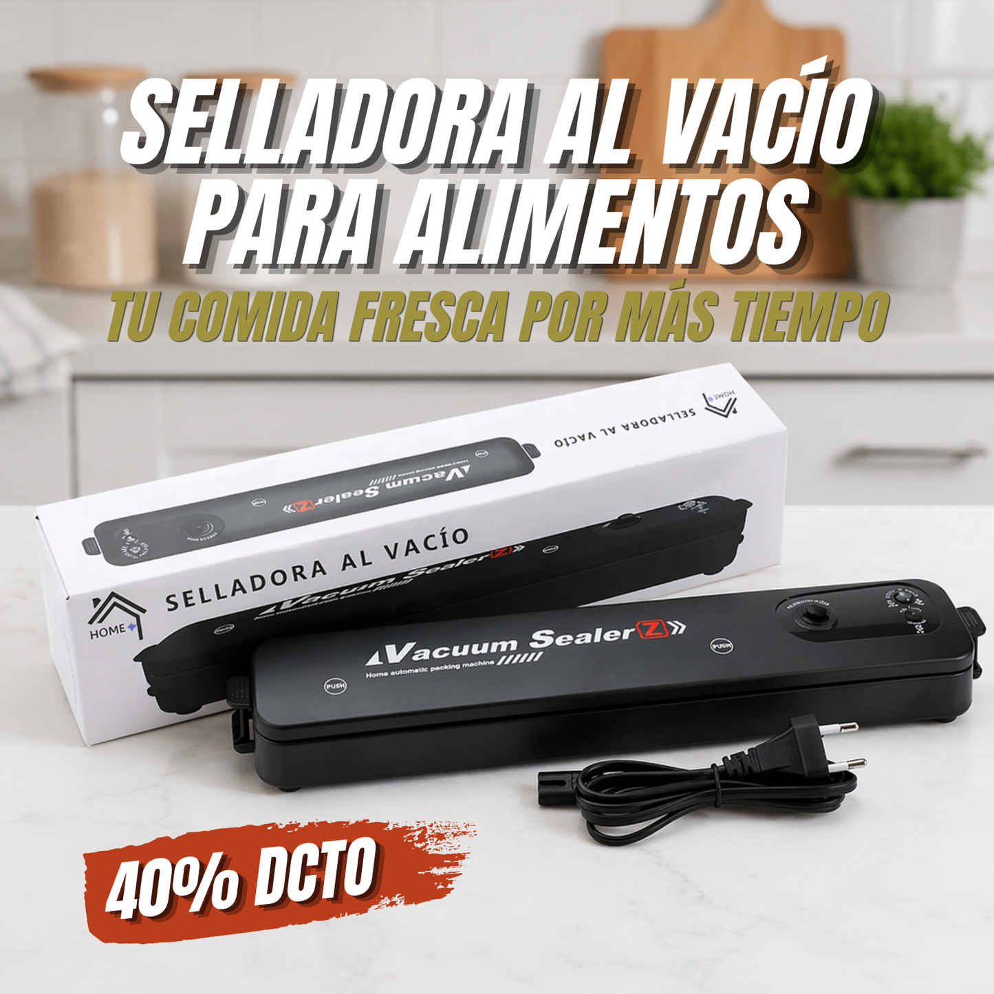 Selladora al vacío para alimentos Sealer Z + 10 Bolsas - Mantiene tus comidas por más tiempo