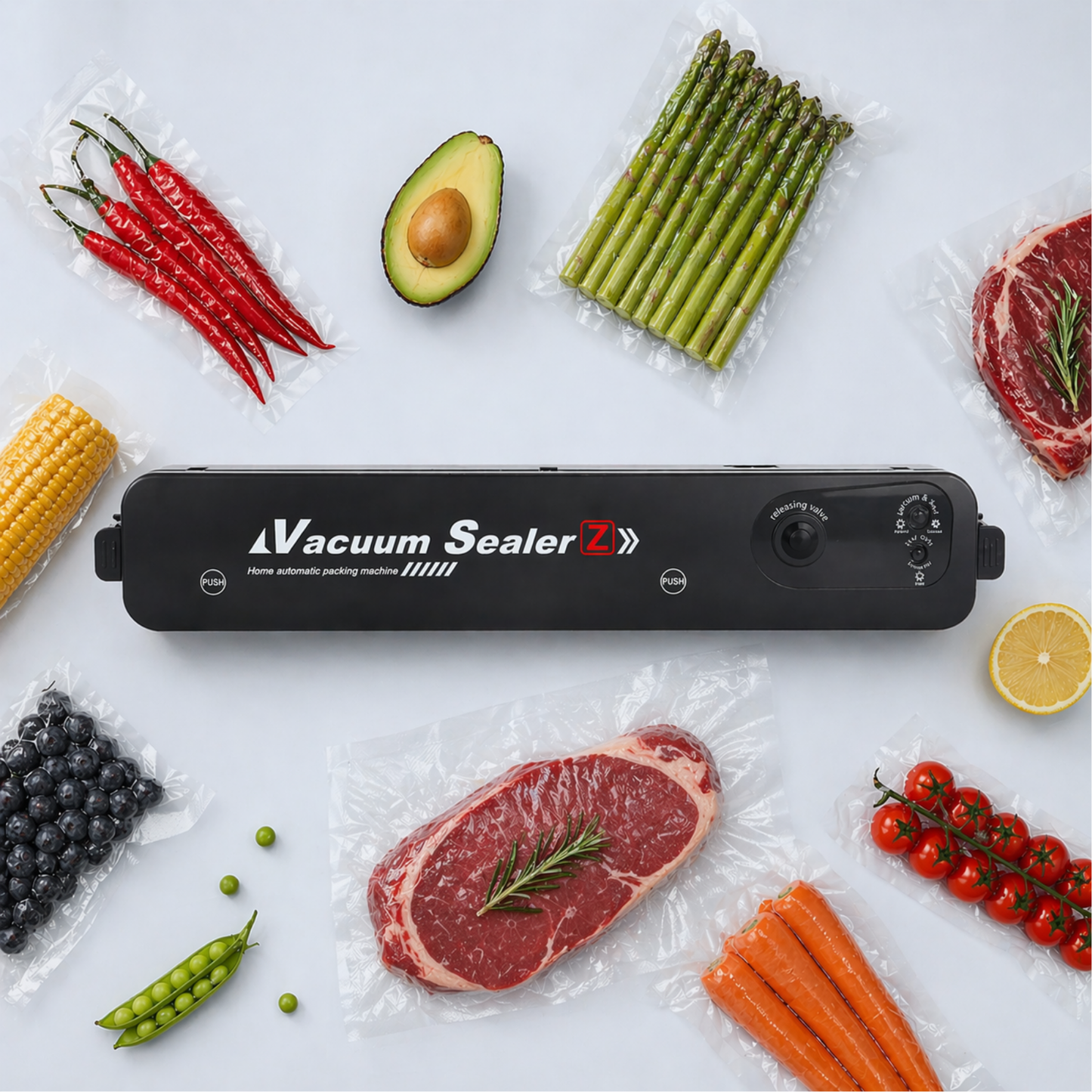 Selladora al vacío para alimentos Sealer Z + 10 Bolsas - Mantiene tus comidas por más tiempo