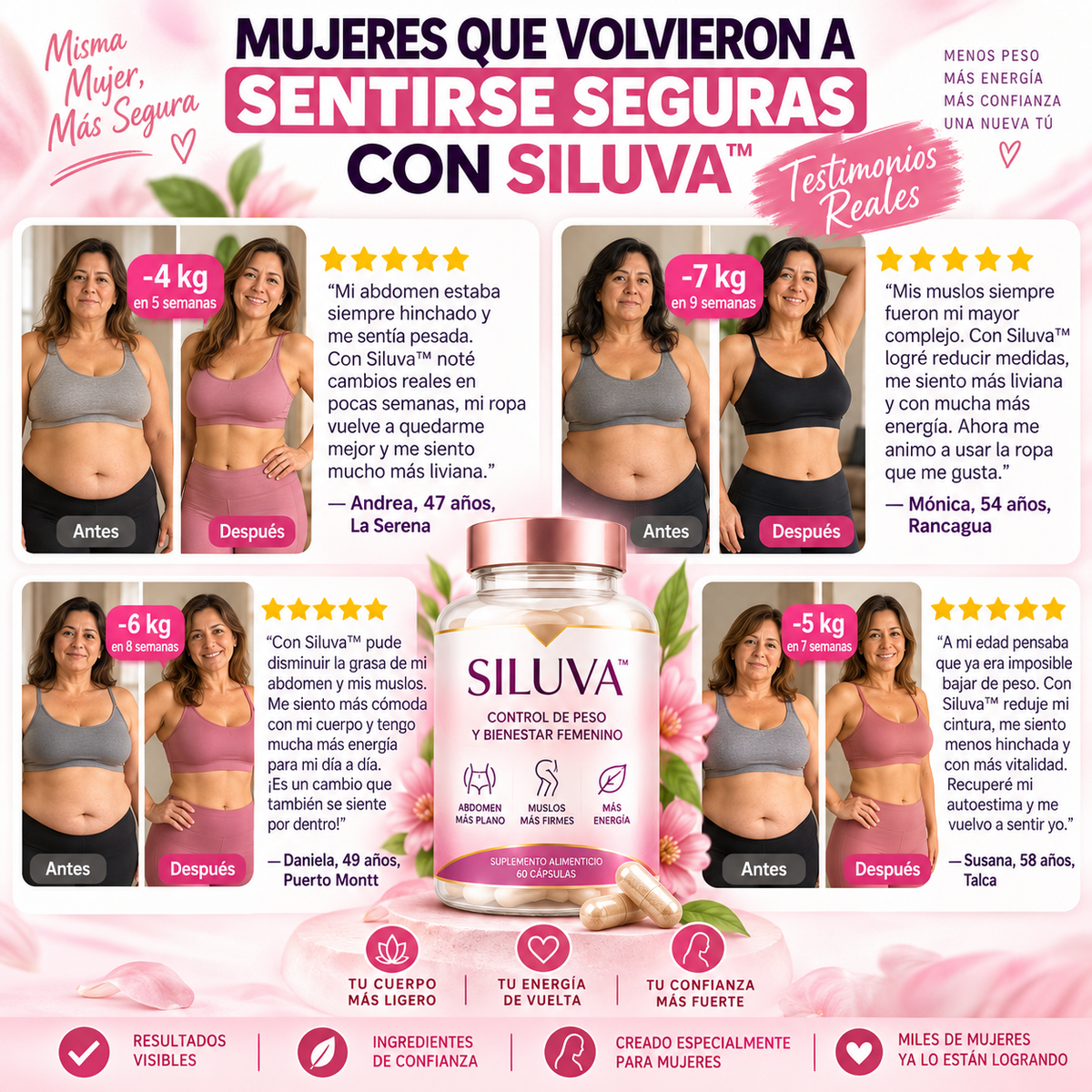 SILUVA™ | Quemador de grasa femenino 40+ – Abdomen y Muslos | 40% DCTO 🔥