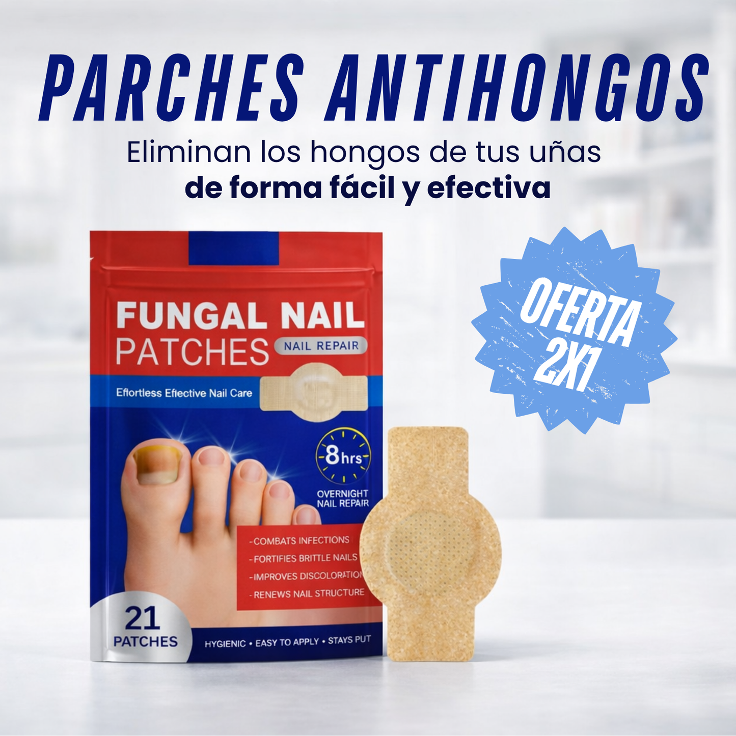 Parches eliminadores de hongos PROMO 2x1 – ¡Recupera la salud de tus uñas mientras duermes!