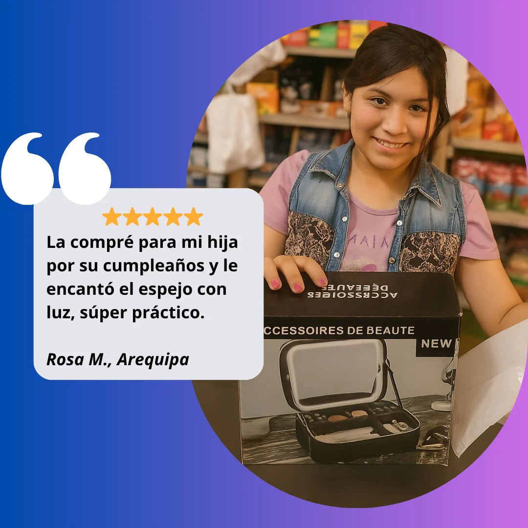 🌟 Maleta de maquillaje con espejo LED - ¡Para que te maquilles donde quieras!