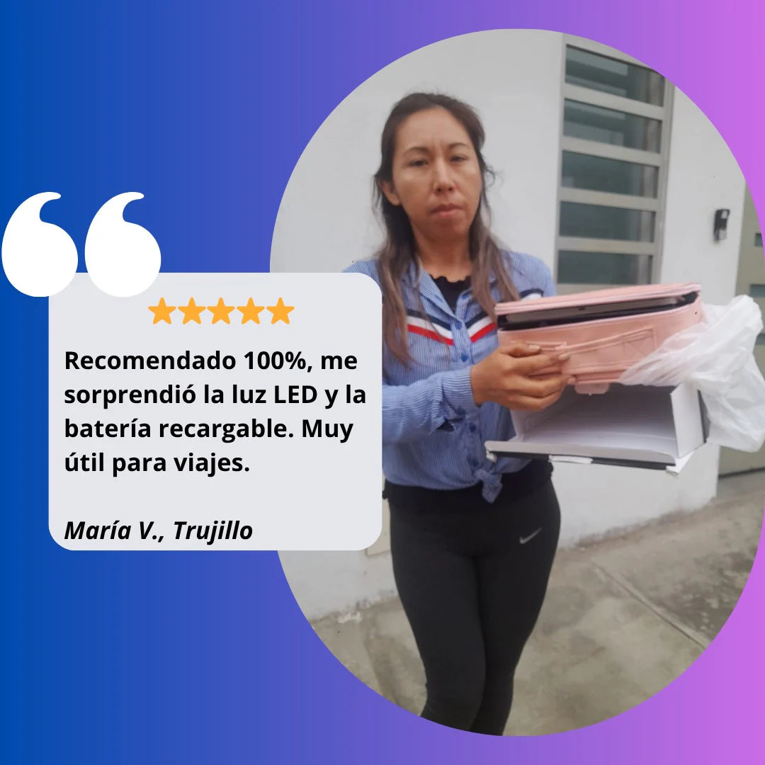 🌟 Maleta de maquillaje con espejo LED - ¡Para que te maquilles donde quieras!