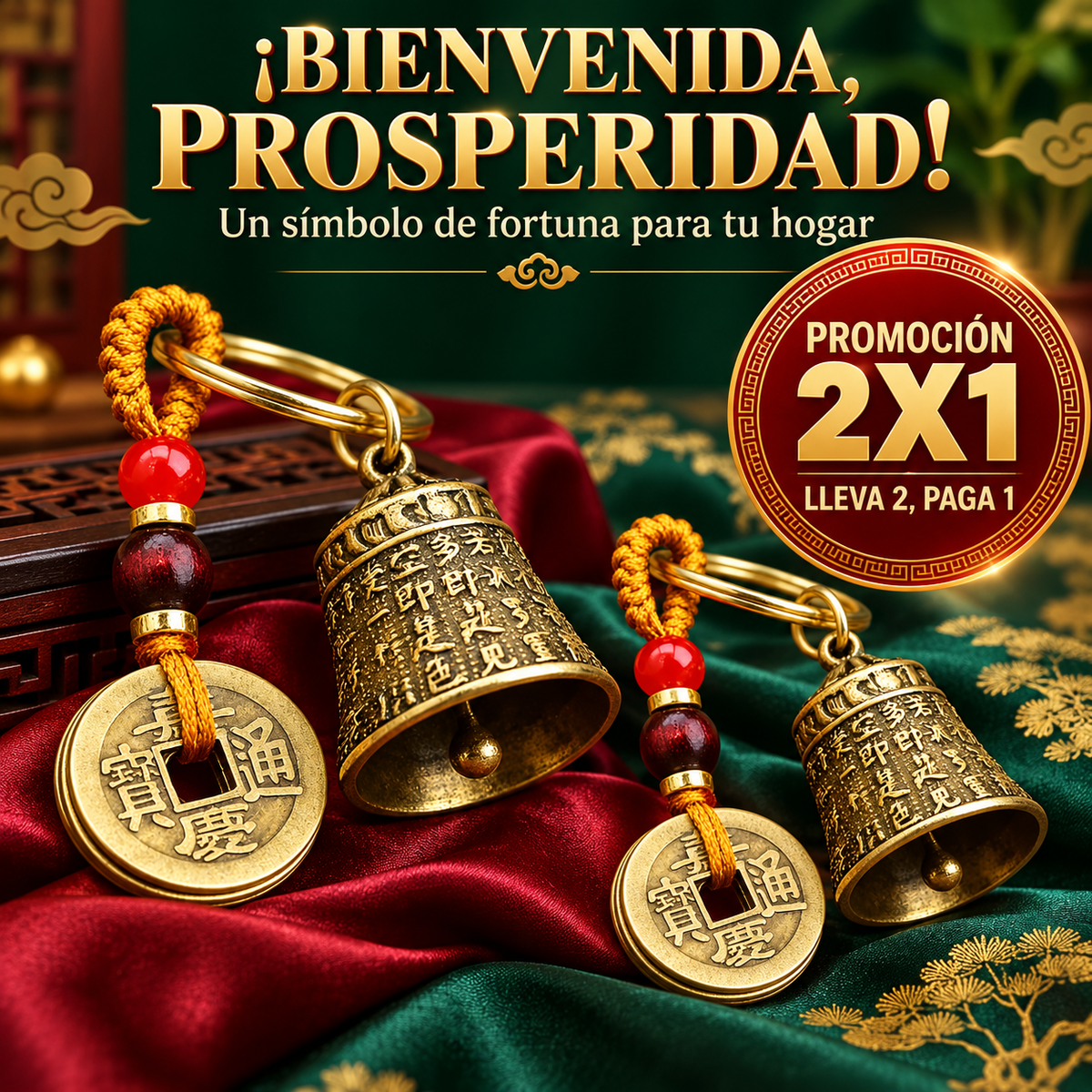 Campana Feng Shui de la Prosperidad™ 🔔💰 | Atrae Fortuna, Riqueza y Abundancia – PROMOCIÓN 2x1