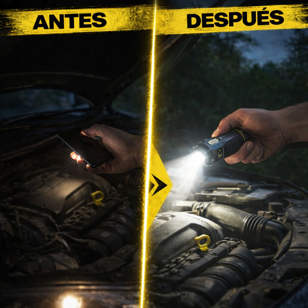 Mini linterna táctica 2x1 – Potencia extrema que cabe en tu bolsillo