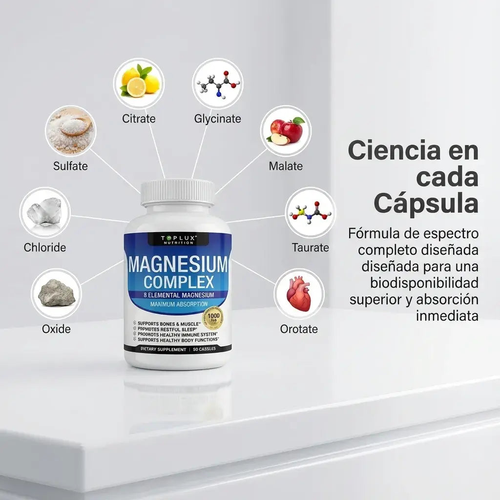 🧠💪 Magnesium Complex 1000 mg 8X – Relajación Total para Cuerpo y Mente